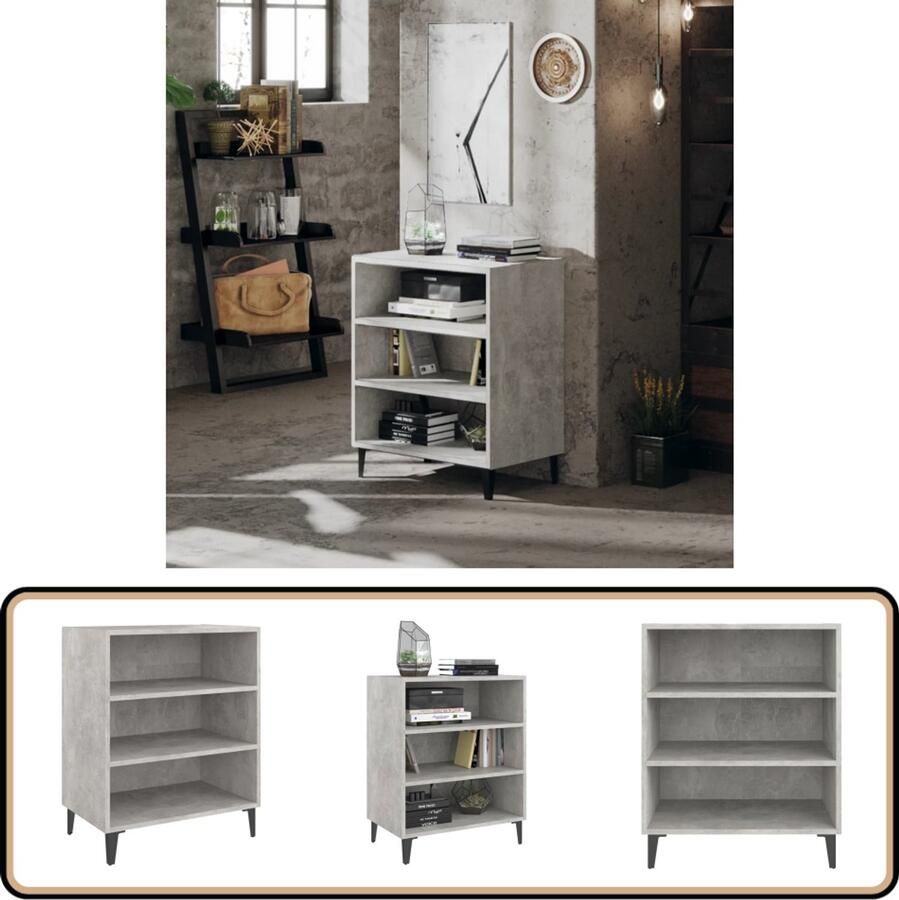 VidaXL Dressoir 57x35x70 cm Bewerkt hout Betongrijs Boekenschrank Houten Kasten Grijze Meubels Salontafel Tv Stand