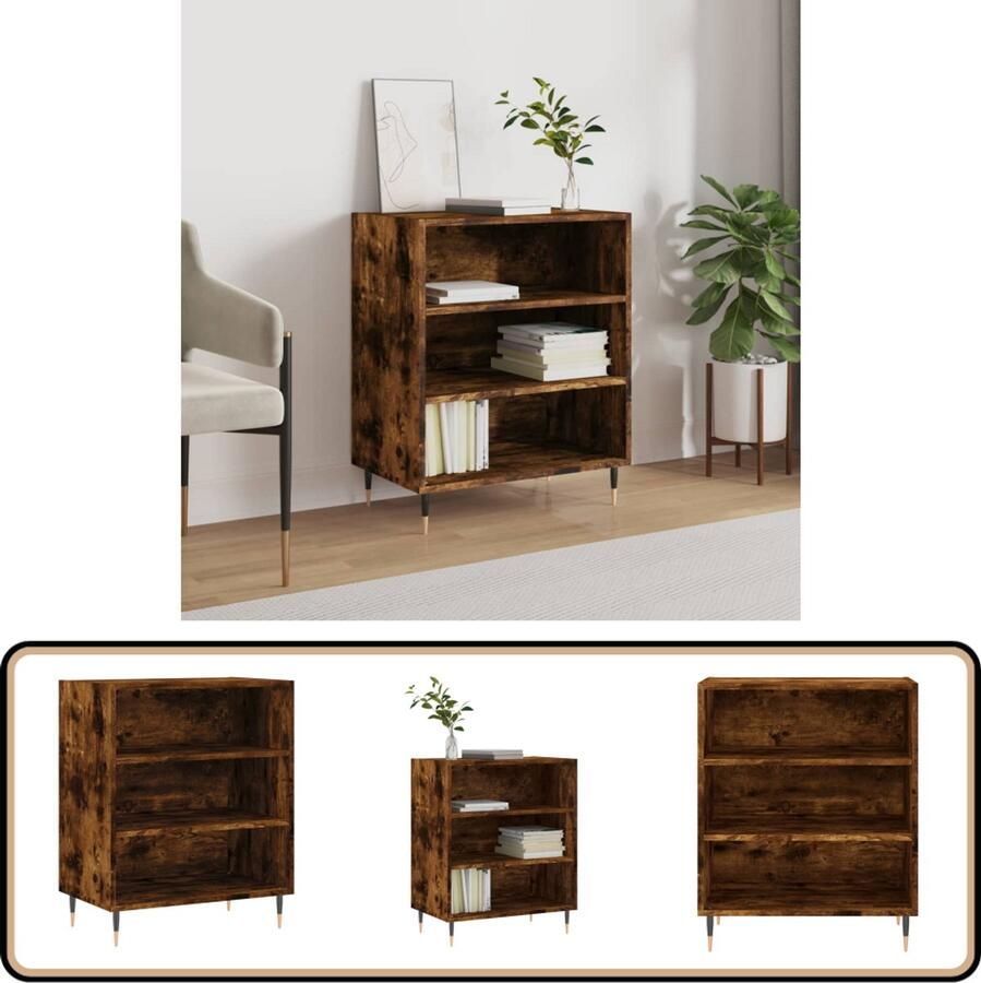 VidaXL Dressoir 57x35x70 cm Gerookt Eikenhout Dressoir Opbergkast Kast Houten Dressoir Vintage Dressoir