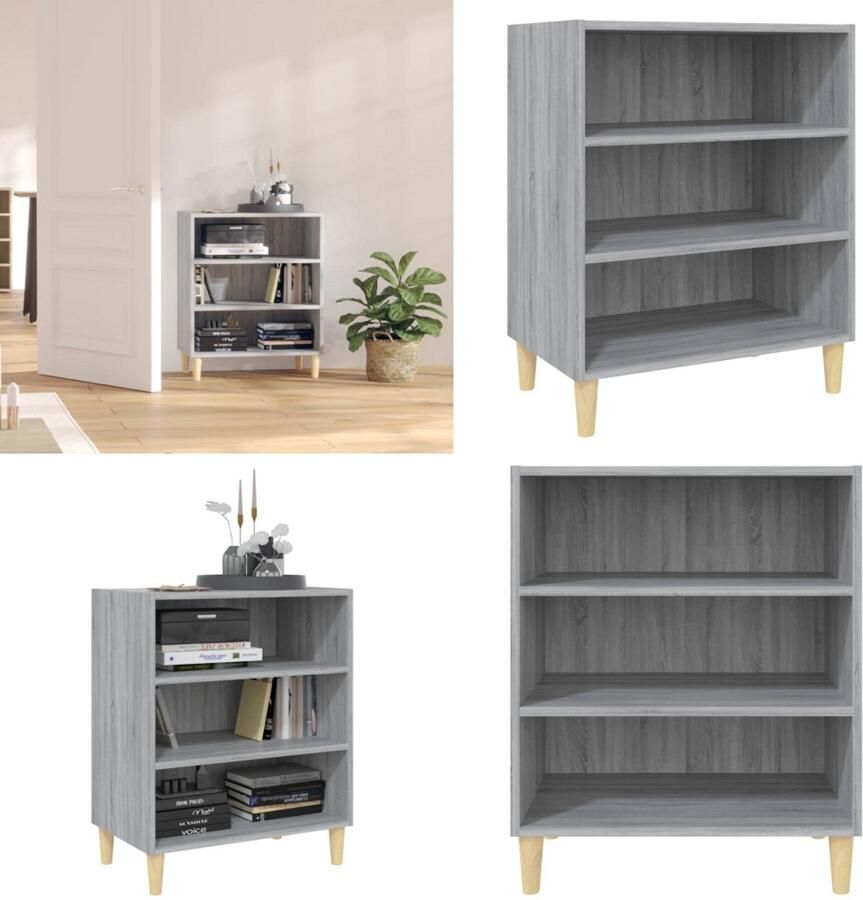 VidaXL Dressoir 57x35x70 cm bewerkt hout grijs sonoma eikenkleurig Dressoir Dressoirs Opbergkast Buffetkast