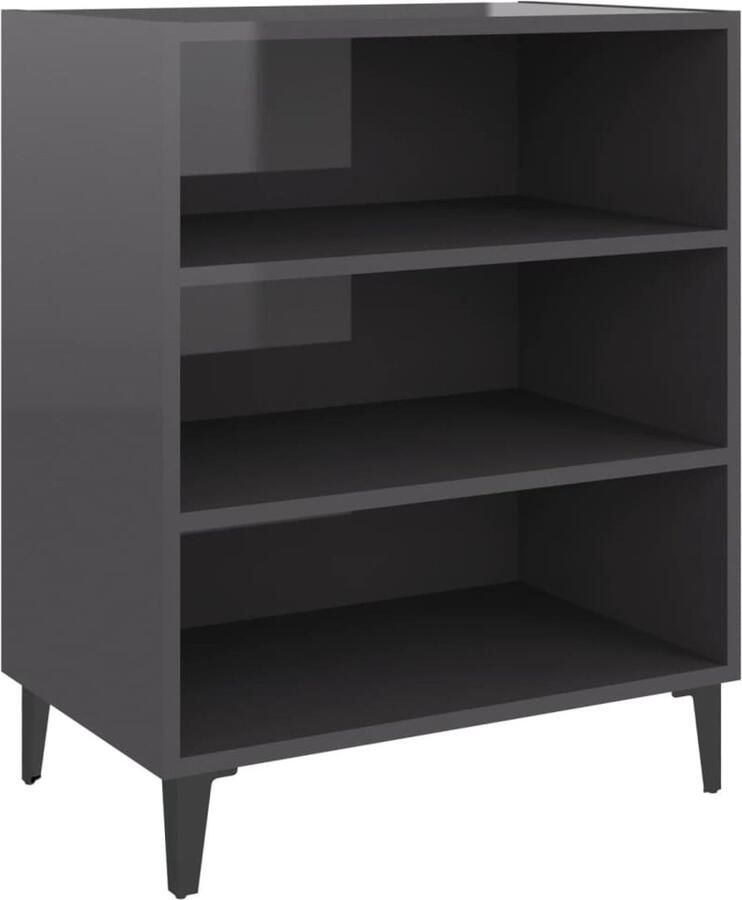 VidaXL Dressoir 57x35x70 cm Hoogglans Grijs Boekenkast Dressoir Meubilair Woonkamer Grijze Kast