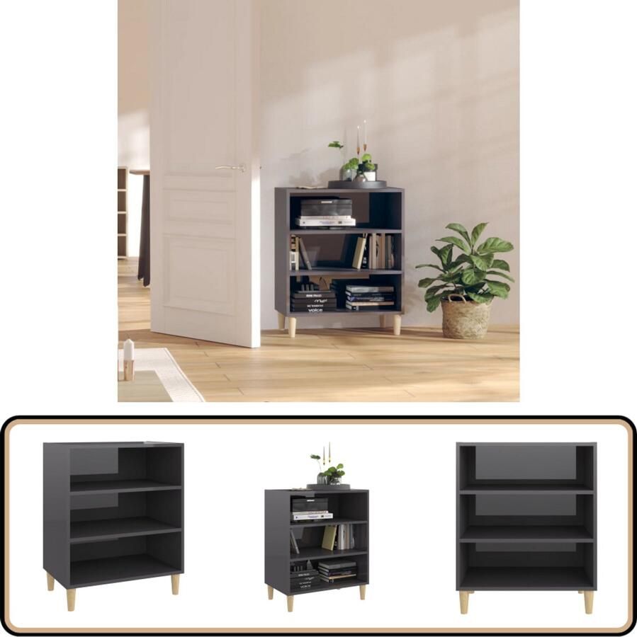 VidaXL Dressoir 57x35x70 cm Hoogglans Grijs Dressoir Boekenkast Meubilair Salontafel Opbergkast