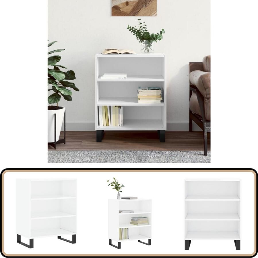 VidaXL Dressoir 57x35x70 cm Hoogglans Wit Dressoir Commode Opbergkast Kast Wit Dressoir