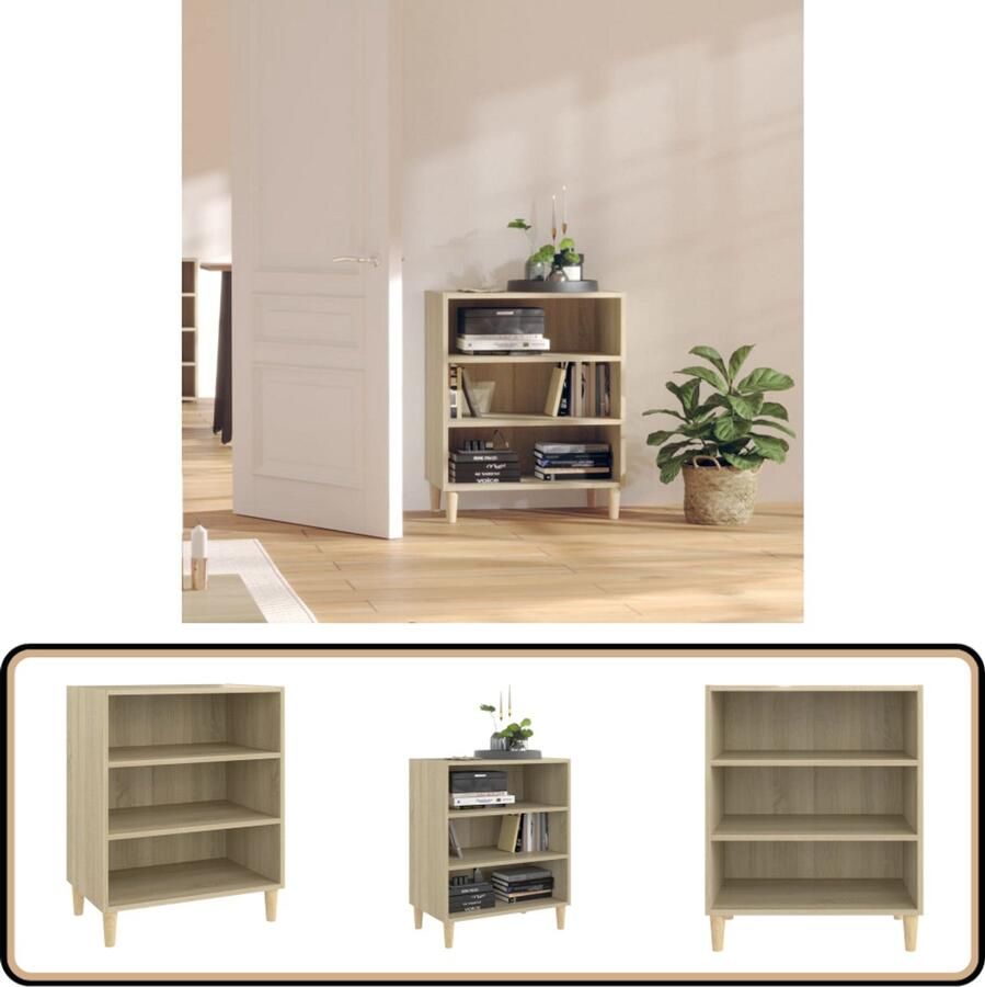 VidaXL Dressoir Sonoma Eiken 57x35x70 cm 3 schappen Boekenkast Dressoir Salontafel Eiken Meubilair Sonoma Eiken