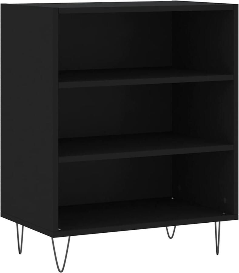 VidaXL Dressoir 57x35x70 cm Zwart Bewerkt Hout Dressoir Kast Zwarte Kast Houten Dressoir Opbergkast