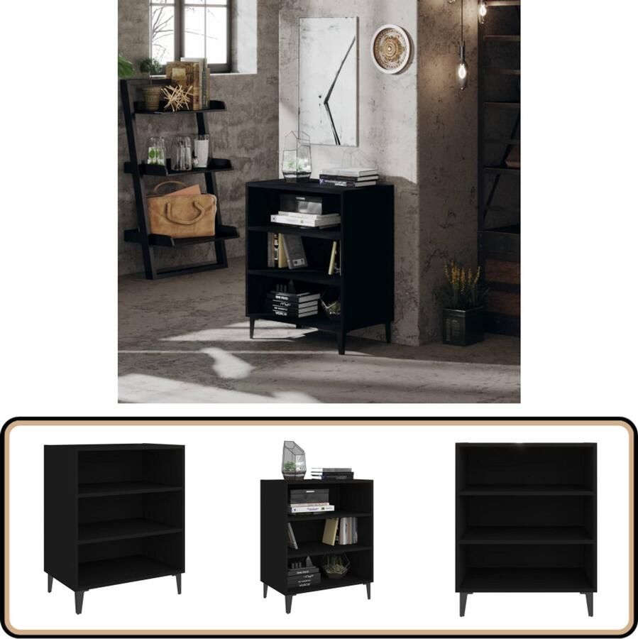 VidaXL Dressoir 57x35x70 cm Bewerkt Hout Zwart Boekenkast Dressoir Tv-meubel Salontafel Opbergkast