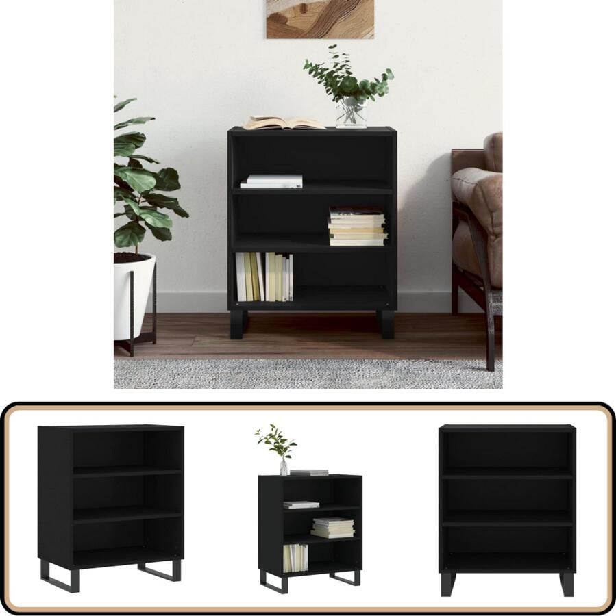 VidaXL Dressoir 57x35x70 cm zwart industrieel ontwerp Dressoir Kast Zwarte Kast Houten Dressoir Salontafel