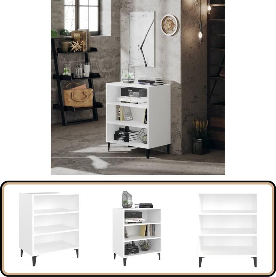 VidaXL Dressoir 57x35x70 cm Wit bewerkt hout Bijzettafel Salontafel Tv-meubel Opbergkast Witte Meubels - Foto 2