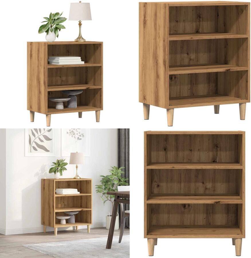 VidaXL Dressoir 57x35x75 cm bewerkt hout artisanaal eikenkleurig Dressoir Dressoirs Opbergkast Wandkast