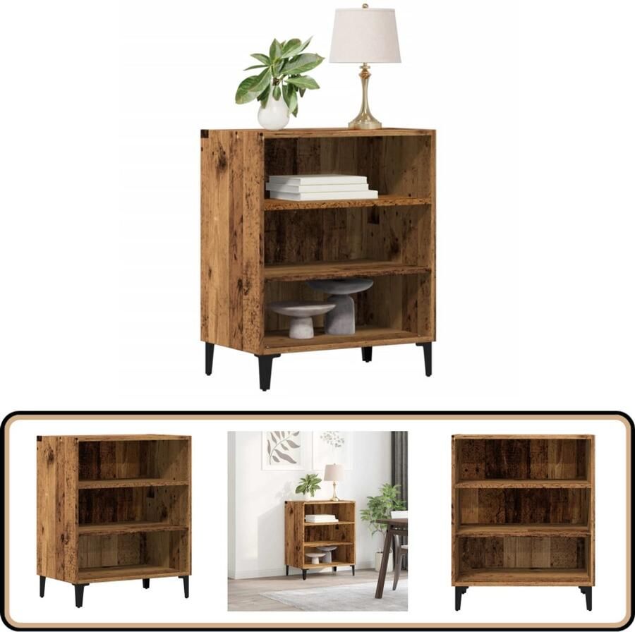 VidaXL Dressoir 57x35x75 cm Bewerkt Hout Oud Houtkleurig Dressoir Commode Opslagoplossing Houten Meubels Vintage Stijl