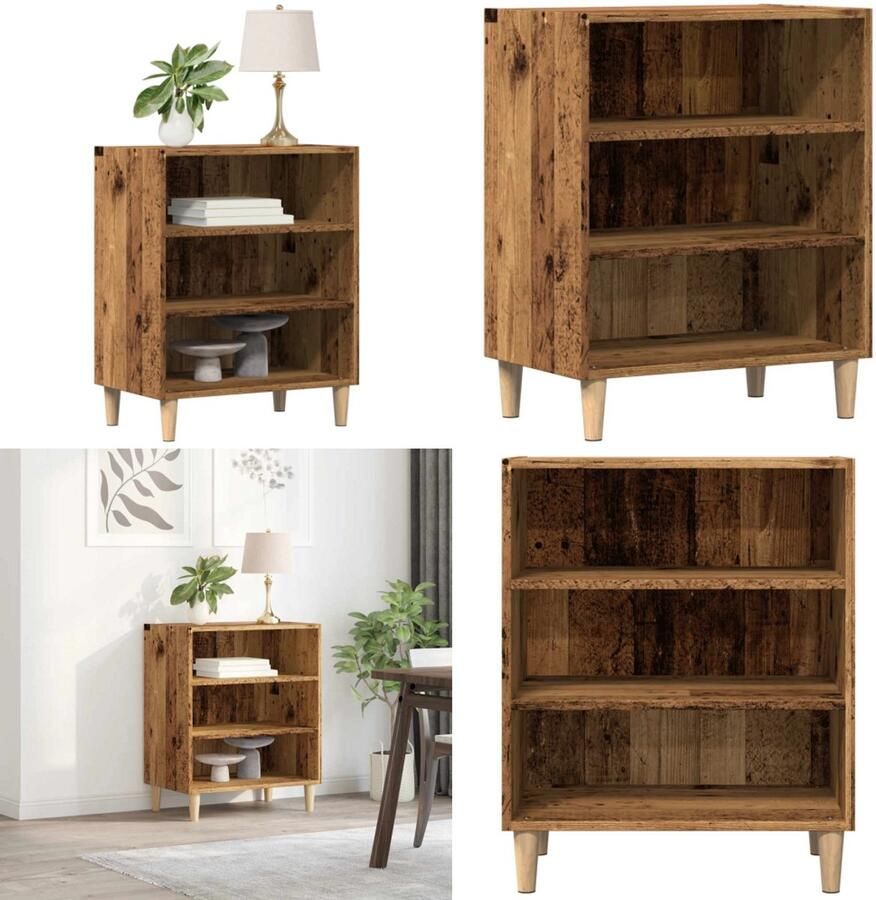 VidaXL Dressoir 57x35x75 cm bewerkt hout oud houtkleurig Dressoir Dressoirs Opbergkast Wandkast
