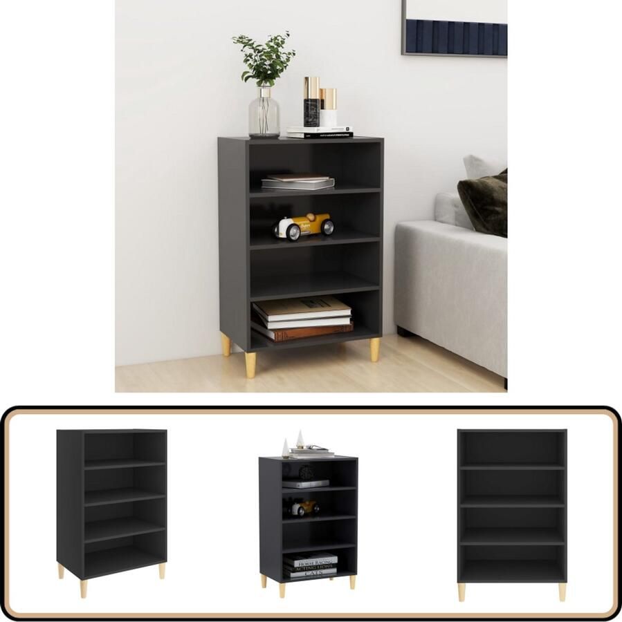 VidaXL Dressoir Grijs 57x35x90 cm Hout Boekenkast Side Table Grijze Meubels Tv Stand Salontafel