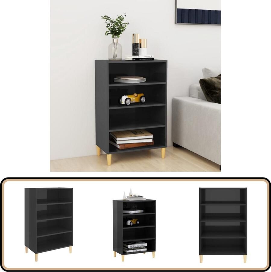 VidaXL Dressoir Hoogglans Grijs 57x35x90 cm Dressoir Salontafel Tv-meubel Opbergkast Meubels