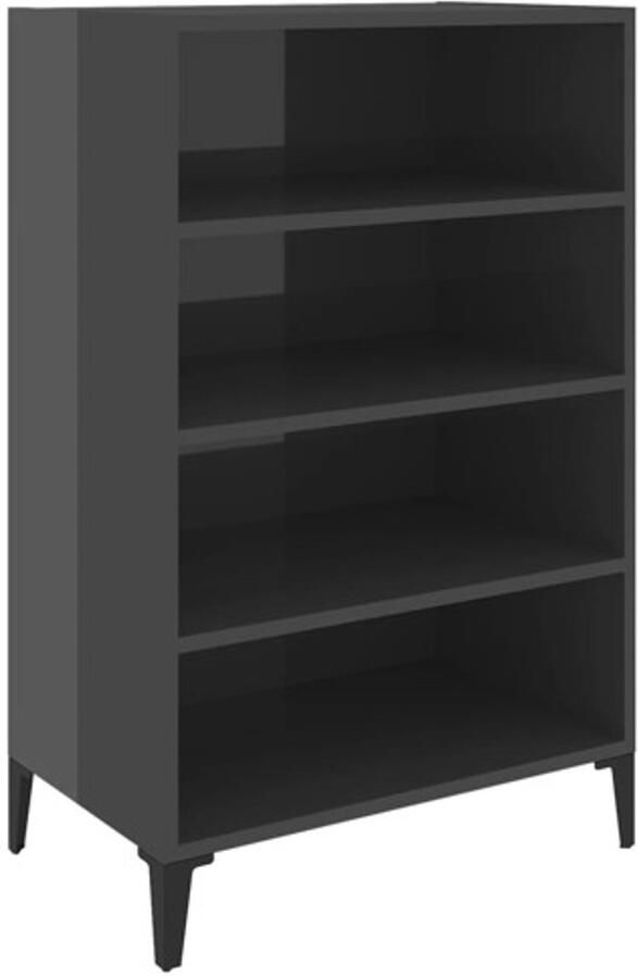 VidaXL -Dressoir-57x35x90-cm-bewerkt-hout-hoogglans-grijs - Foto 3