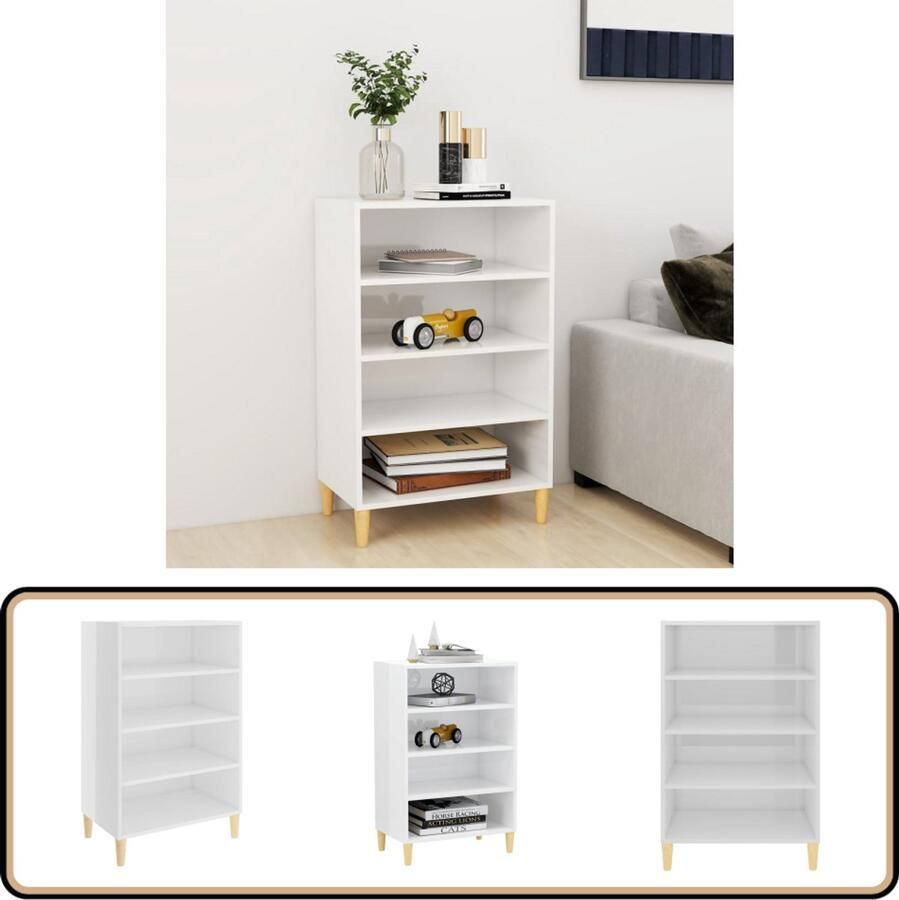 VidaXL Dressoir 57x35x90 cm Bewerkt Hout Hoogglans Wit Dressoir Opbergkast Salontafel Woonkamer Meubels White Furniture