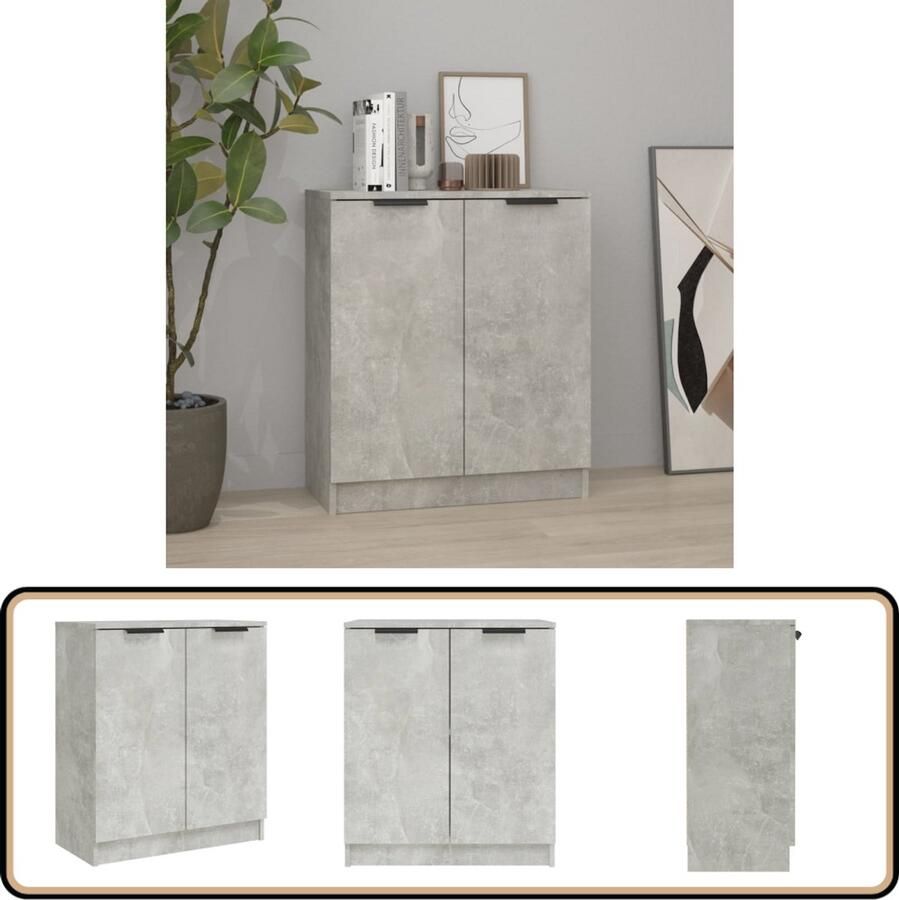 VidaXL Dressoir 60x30x70 cm Bewerkt hout Betongrijs Dressoir Houten Dressoir Grijze Dressoir Vintage Dressoir Salontafel - Foto 4