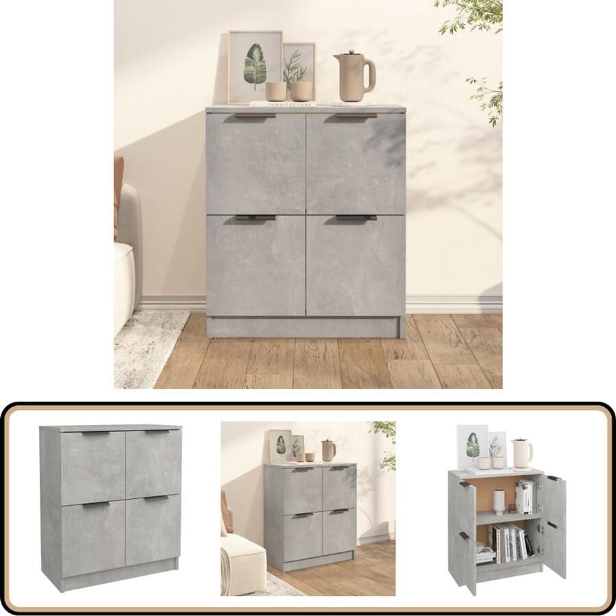 VidaXL Dressoir 60x30x70 cm Betongrijs Hout Dressoir Bijzettafel Houtmeubilair Beton Grijs Vintage Design