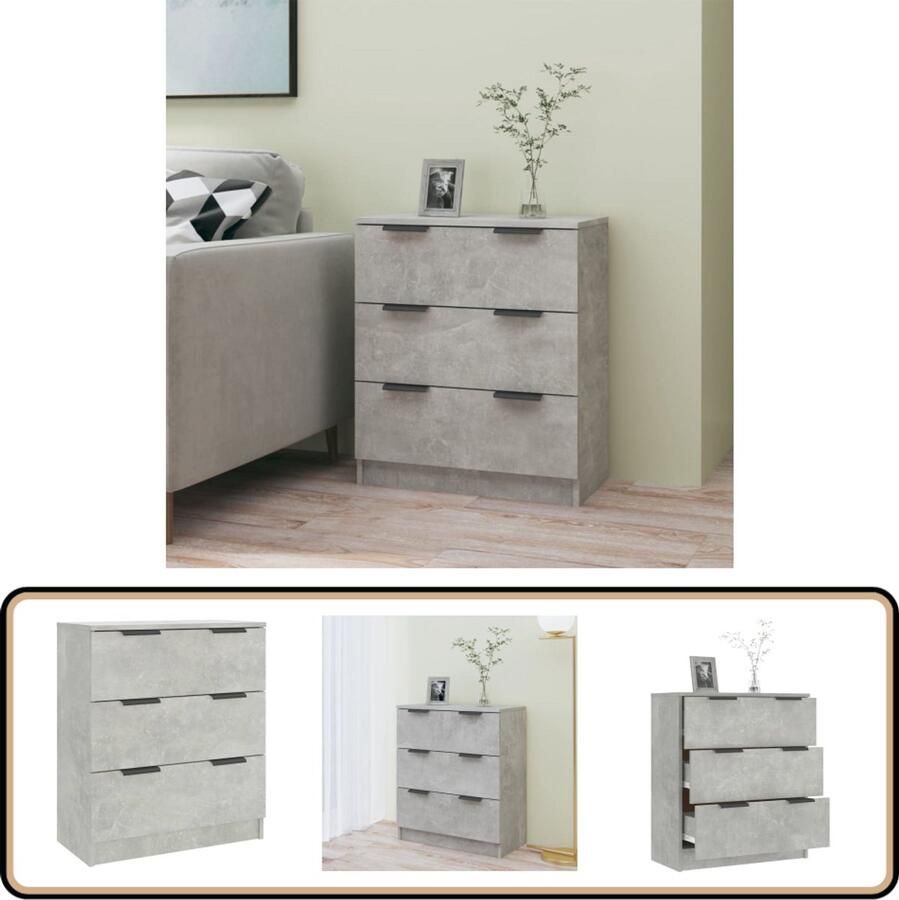 VidaXL Dressoir 60x30x70 cm Bewerkt hout Betongrijs Dressoir Houten Dressoir Grijze Dressoir Vintage Dressoir Salontafel - Foto 5