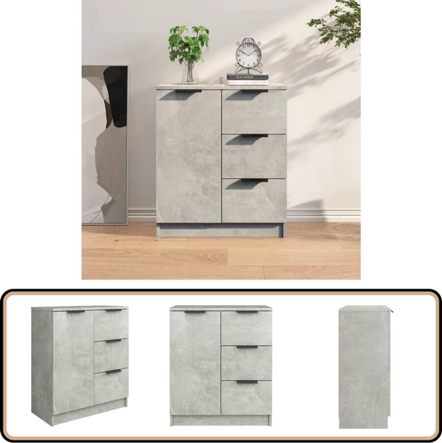 VidaXL Dressoir 60x30x70 cm Bewerkt Hout Betongrijs Dressoir Houten Dressoir Side Table Tv Stand Bergruimte