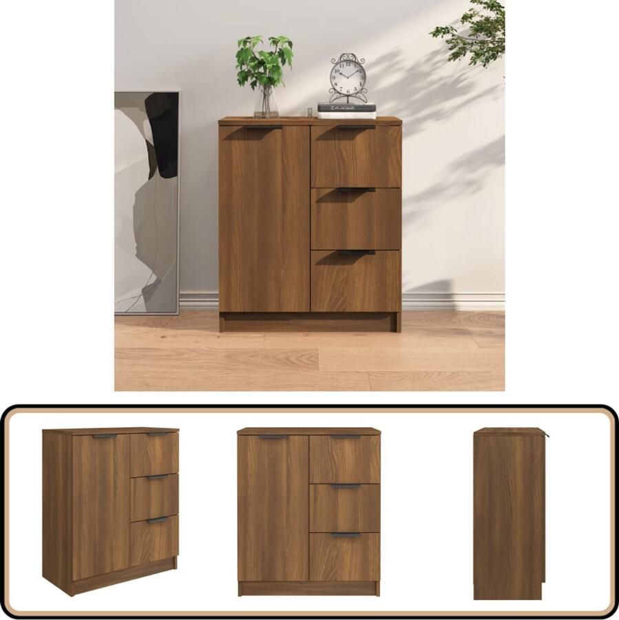 VidaXL Dressoir 60x30x70 cm Bruin Eikenhout Dressoir Houten Dressoir Bruine Eiken Dressoir Opbergkast Tv Stand