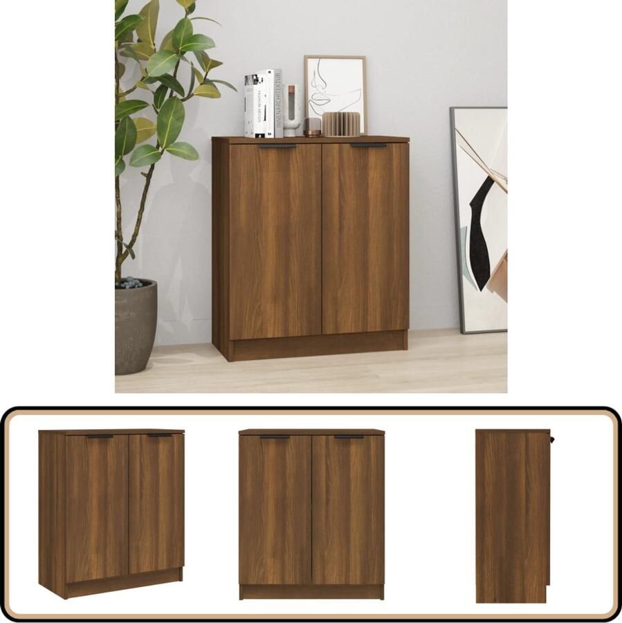 VidaXL Dressoir 60x30x70 cm Bruin Eiken Bewerkt Hout Dressoir Houten Dressoir Bruine Eiken Dressoir Wandmontage Dressoir Opbergkast