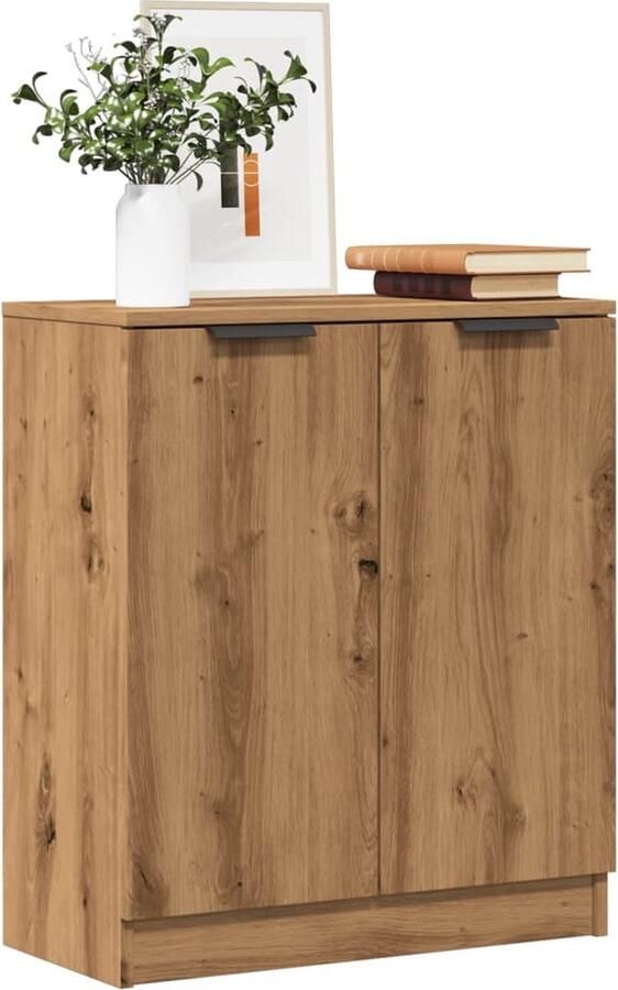 VidaXL Dressoir 60x30x70 cm Bewerkt hout Eiken Dressoir Houten Dressoir Eiken Dressoir Opbergmeubel Salontafel - Foto 2