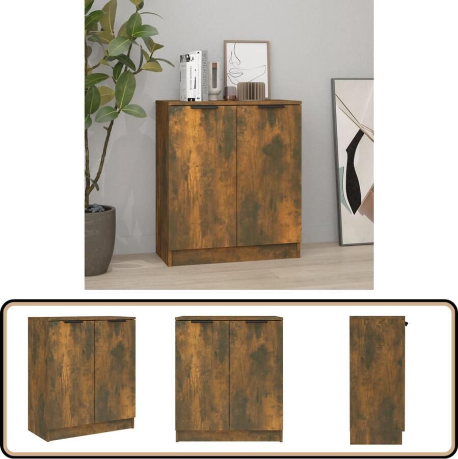 VidaXL Dressoir Gerookt Eiken 60x30x70 cm Dressoir Wandmontage Houten Dressoir Bergruimte Minimalistisch Meubilair - Foto 3