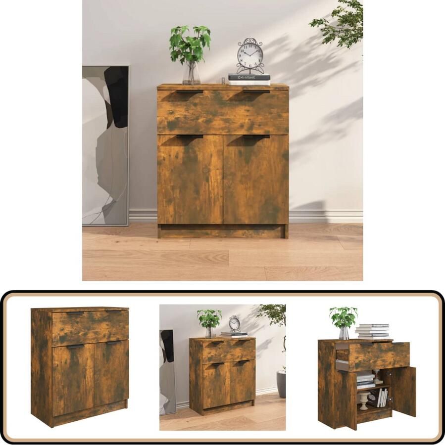 VidaXL Dressoir 60x30x70 cm Gerookt Eiken Dressoir Houten Dressoir Vintage Dressoir Landelijk Dressoir Modern Dressoir