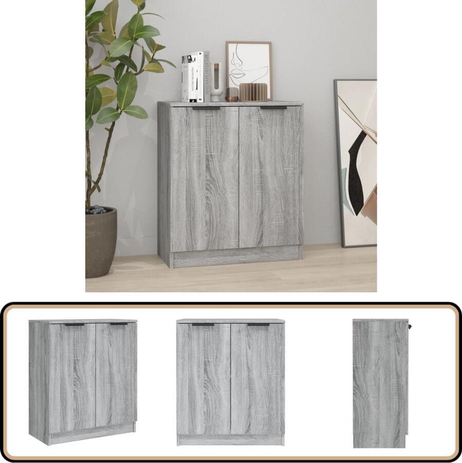 VidaXL Dressoir Grijs Sonoma Eiken 60x30x70 cm Dressoir Minimalistisch Design Grijze Meubelen Houten Dressoirs Opbergkasten - Foto 2
