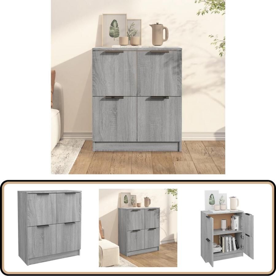 VidaXL Dressoir Grijs Sonoma Eiken 60x30x70 cm Dressoir Bijzettafel Grijze Salontafel Houtsoort Bewerkt Hout