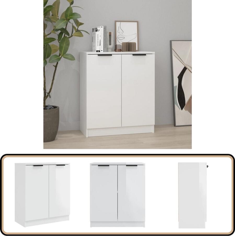 VidaXL Dressoir Hoogglans Wit 60x30x70 cm Dressoir Houten Dressoir Witte Dressoir Modern Dressoir Minimalistisch Dressoir