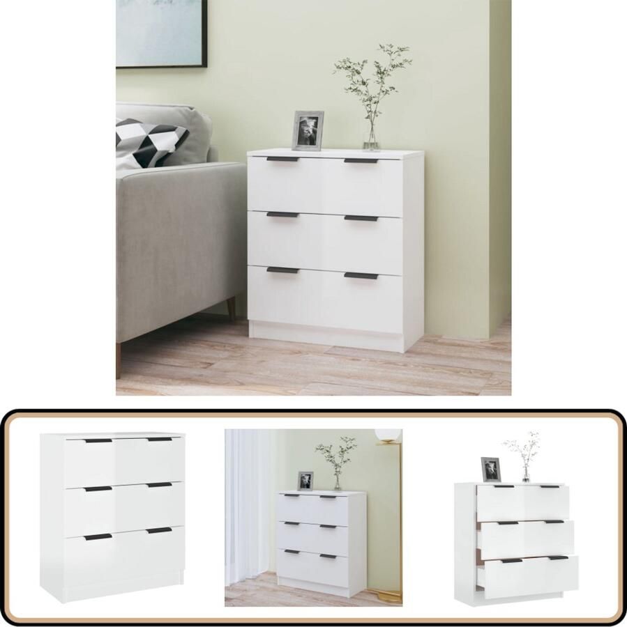 VidaXL Dressoir 60x30x70 cm Hoogglans Wit Dressoir Houten Dressoir Vintage Dressoir Modern Dressoir Wit Dressoir