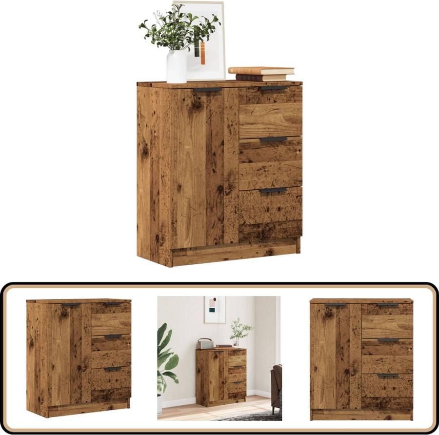 VidaXL Dressoir 60x30x70 cm Bewerkt hout 3 lades Dressoir Kast Opbergmeubel Houten Dressoir Vintage Dressoir