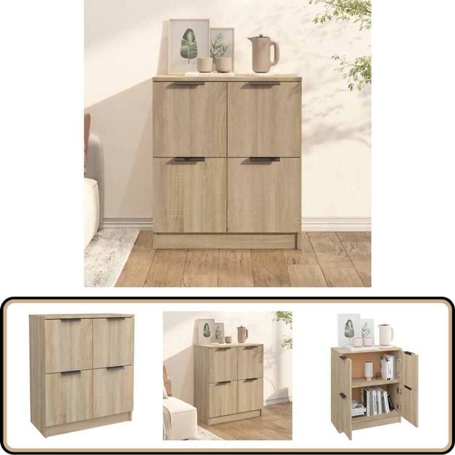 VidaXL Dressoir 60x30x70 cm Sonoma Eiken Dressoir Bijzettafel Salontafel Opslagmeubilair Woonkamerdecoratie