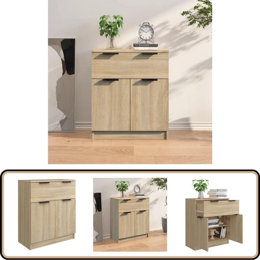 VidaXL Dressoir 60x30x70 cm Sonoma Eikenkleurig Dressoir Houten Dressoir Salontafel Tv Tafel Opslagmeubilair