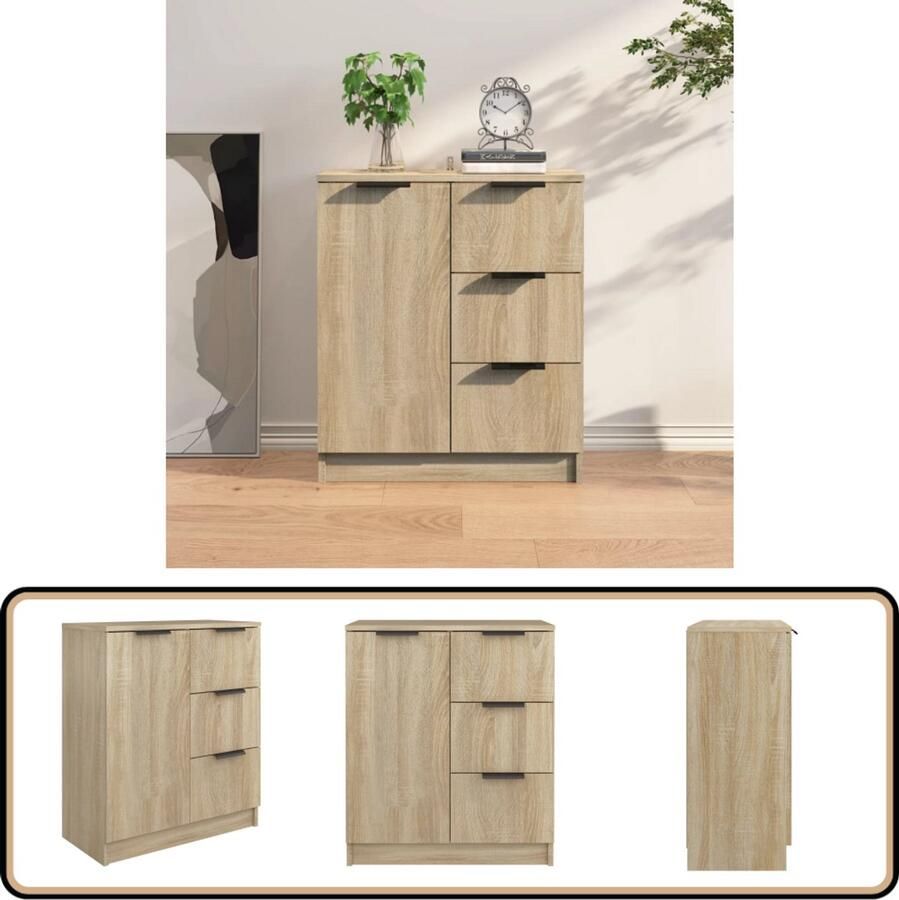 VidaXL Dressoir 60x30x70 cm Sonoma Eiken Dressoir Salontafel Houten Meubels Opbergkasten Woonaccessoires