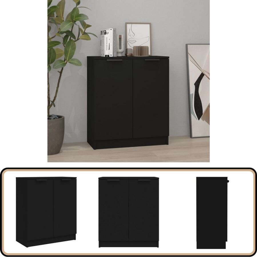 VidaXL Dressoir Zwart 60x30x70 cm Bewerkt hout Dressoir Houten Dressoir Black Dresser Tv Stand Side Table