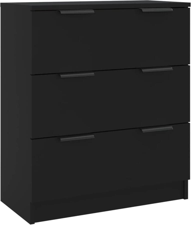 The Living Store Dressoir 60x30x70 cm bewerkt hout zwart Dressoir Houten Dressoir Black Dresser Vintage Dressoir Salontafel - Foto 3