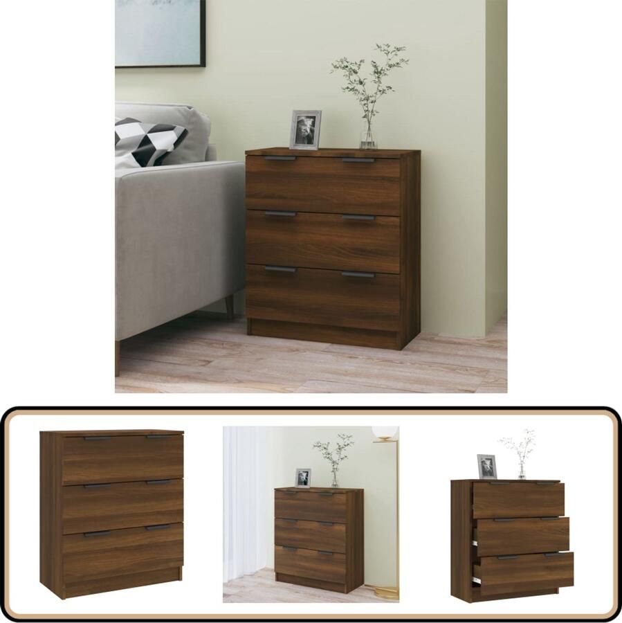 VidaXL The Living Store Dressoir 60x30x70 cm bewerkt hout bruin eikenkleur Dressoir Houten Dressoir Vintage Dressoir Salontafel Tv Tafel