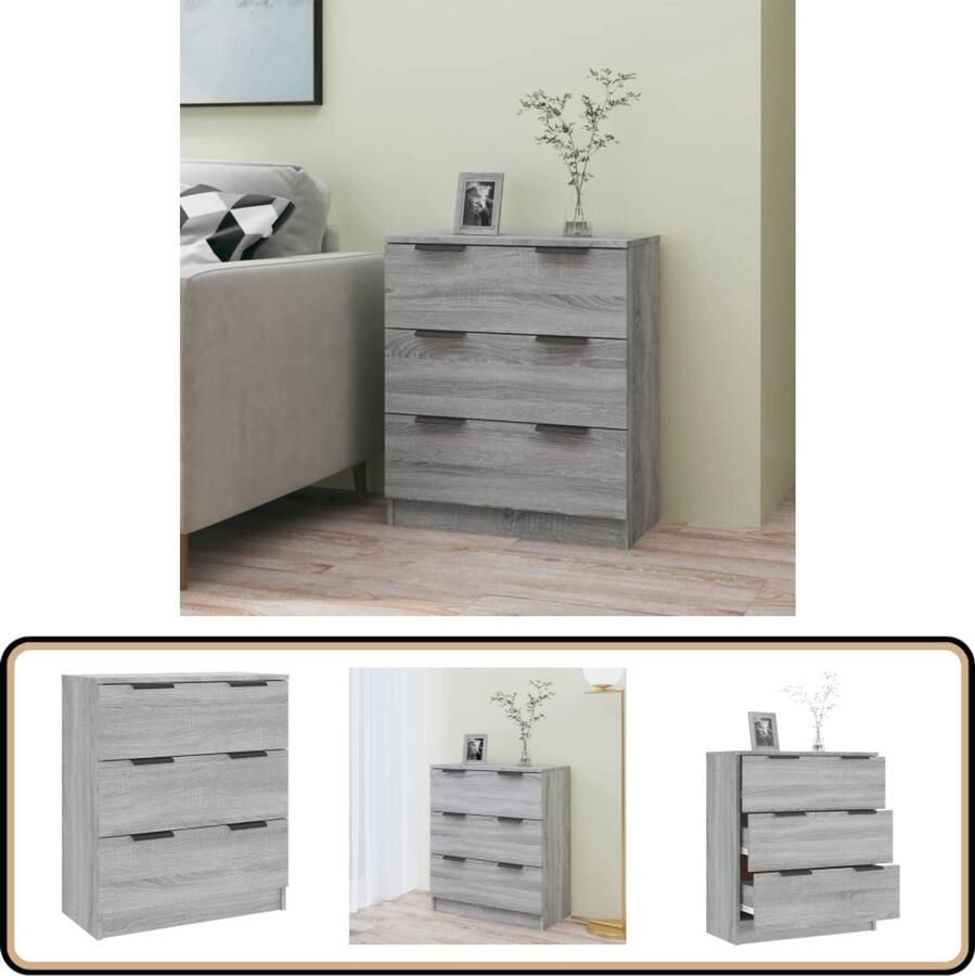 VidaXL Dressoir 60x30x70 cm bewerkt hout grijs sonoma eiken Dressoir Grijze Dressoirs Houten Dressoir Vintage Dressoir Salontafel