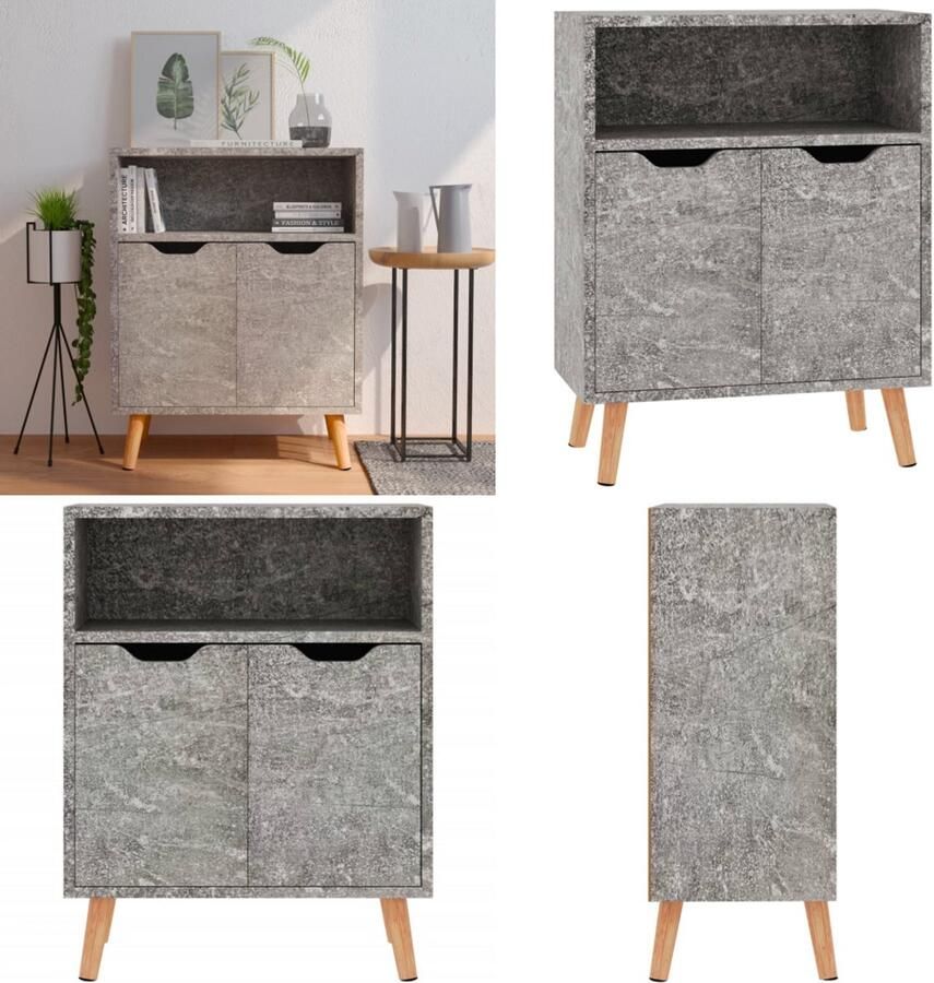VidaXL Dressoir 60x30x72 cm bewerkt hout betongrijs Dressoir Dressoirs Kast Kasten