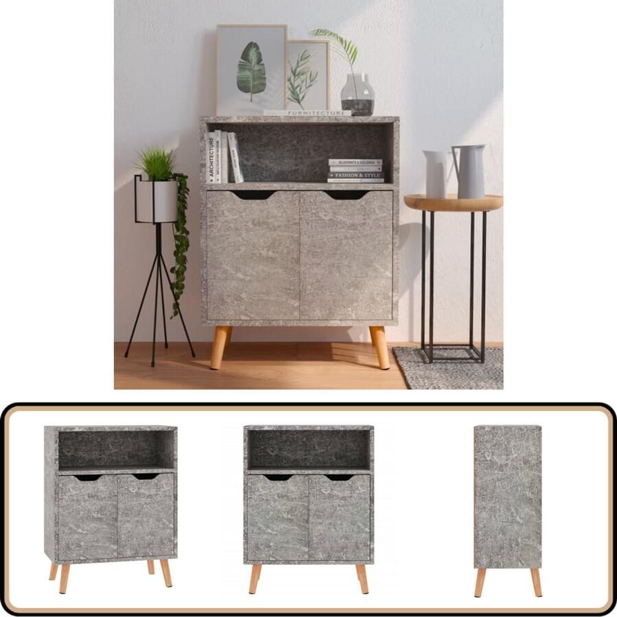 VidaXL Dressoir 60x30x72 cm betongrijs hout Bijzettafel Dressoir Tv-meubel Salontafel Houten Kast