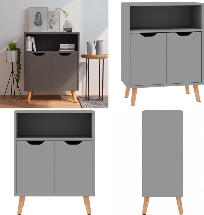 VidaXL Dressoir 60x30x72 cm bewerkt hout grijs Dressoir Dressoirs Kast Kasten