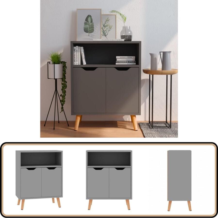 VidaXL Dressoir 60x30x72 cm Grijs Hout Dressoir Bijzettafel Salontafel Tv Tafel Opbergmeubel