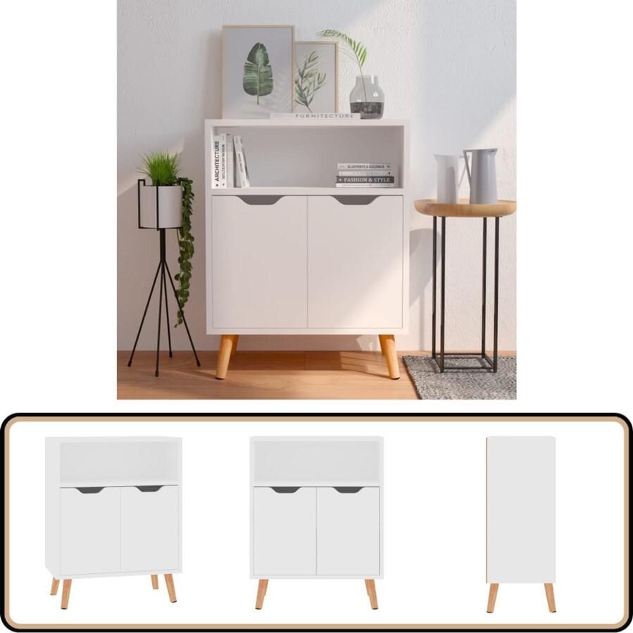 VidaXL Dressoir 60x30x72 cm Wit Bewerkt Hout Bijzettafel Dressoir Salontafel Tv Tafel Opbergmeubel