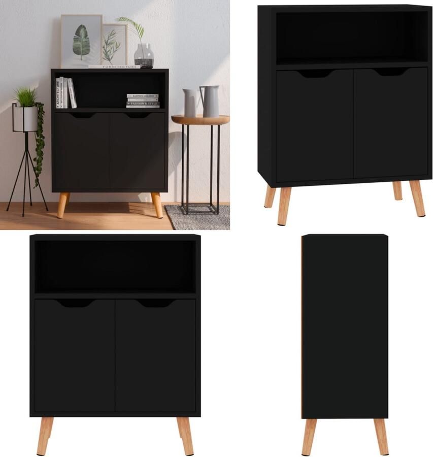 VidaXL Dressoir 60x30x72 cm bewerkt hout zwart Dressoir Dressoirs Kast Kasten
