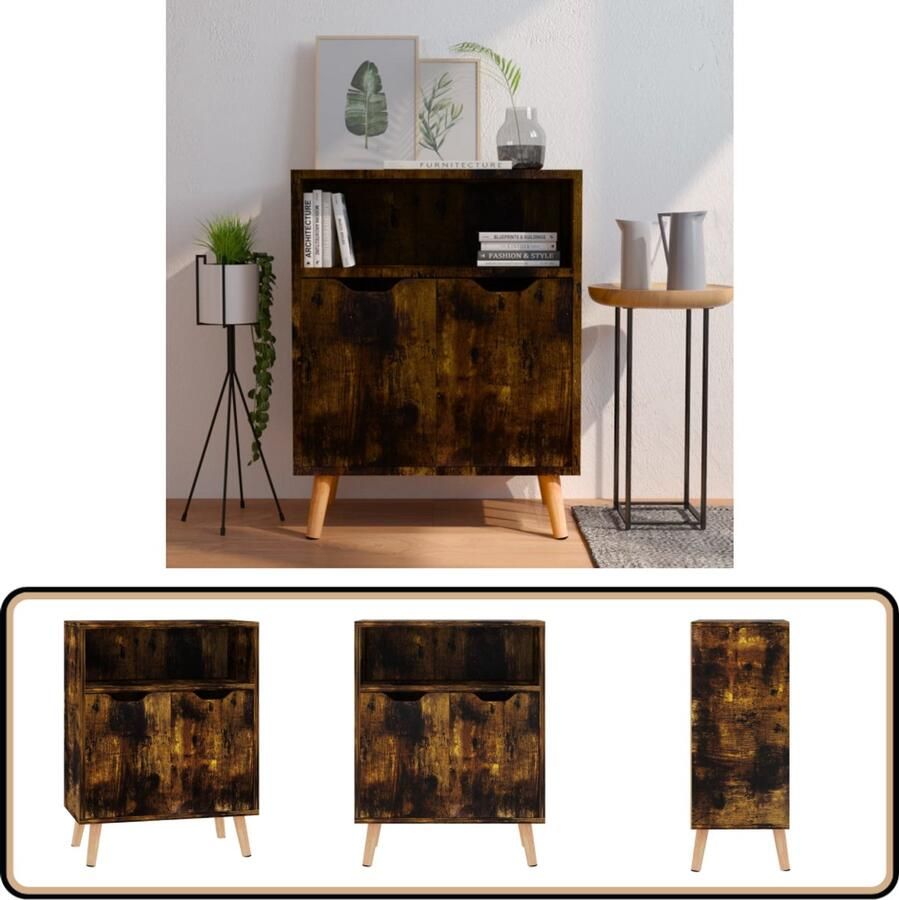 VidaXL Dressoir 60x30x72 cm gerookt eiken Dressoir Bijzettafel Houten Kast Opbergkast Salontafel