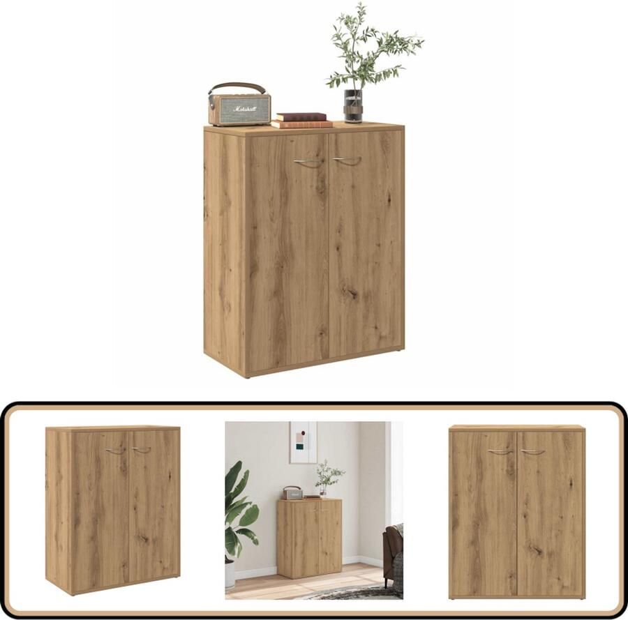 The Living Store Dressoir 60x30x75 cm bewerkt hout artisanaal eikenkleur Dressoir Houten Dressoir Salontafel Opslagmeubels Vintage Dressoir