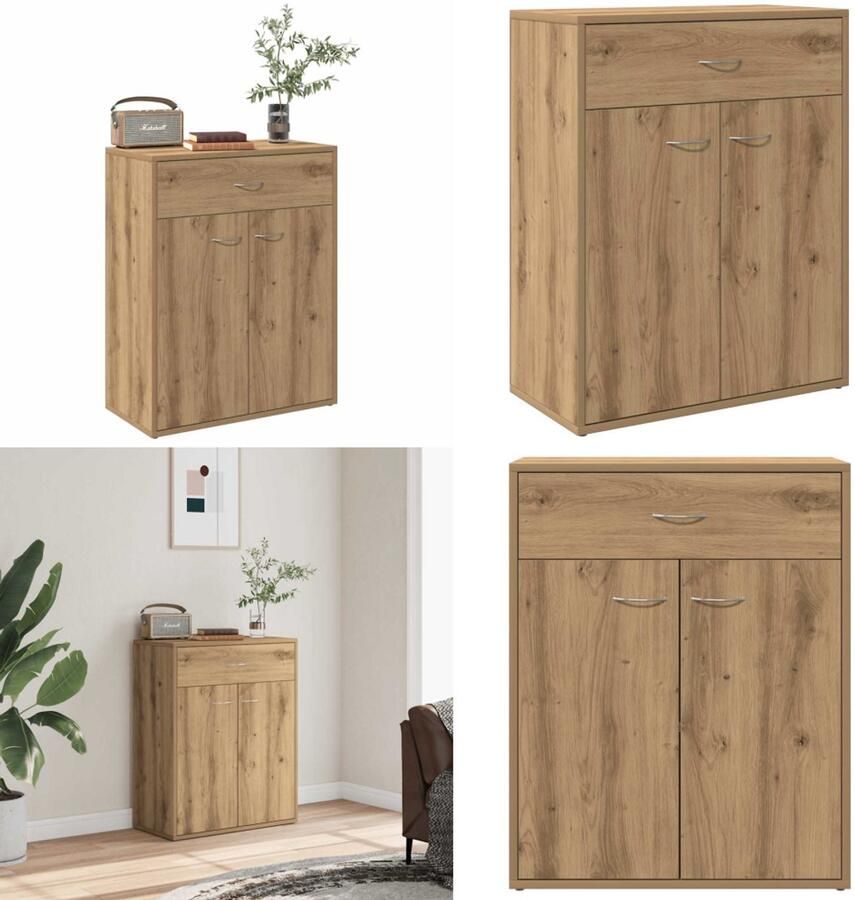 VidaXL Dressoir 60x30x75 cm bewerkt hout artisanaal eikenkleurig Dressoir Dressoirs Kast Wandkast