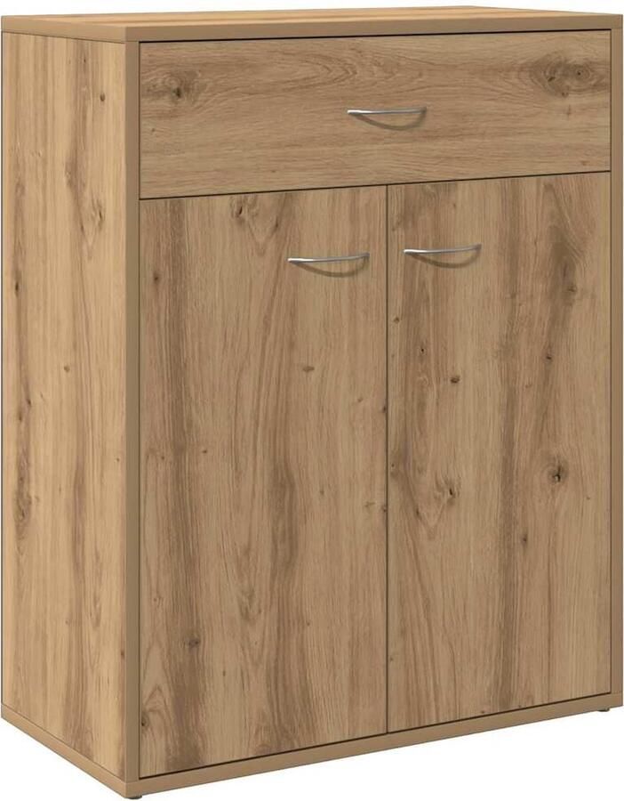 The Living Store Dressoir 60x30x75 cm bewerkt hout artisanaal eikenkleurig Dressoir Houten Dressoir Opslagkast Salontafel Vintage Dressoir - Foto 2