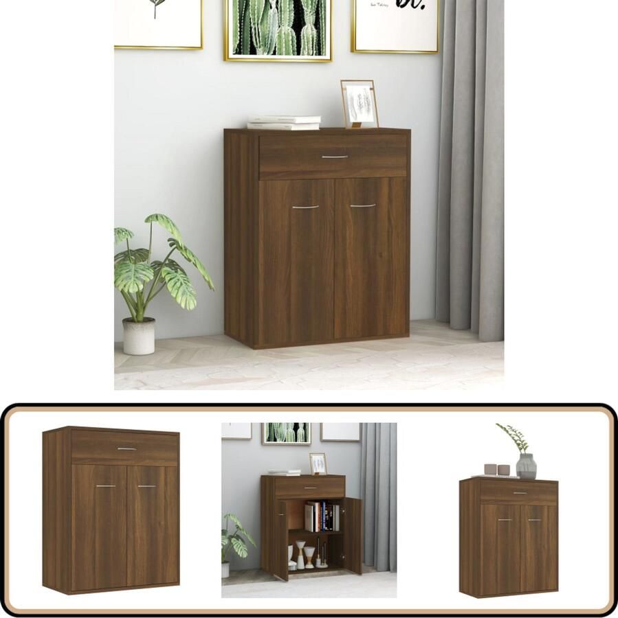 The Living Store Dressoir 60x30x75 cm bewerkt hout bruin eikenkleur Dressoir Houten Dressoir Bruine Eiken Dressoir Vintage Dressoir Salontafel